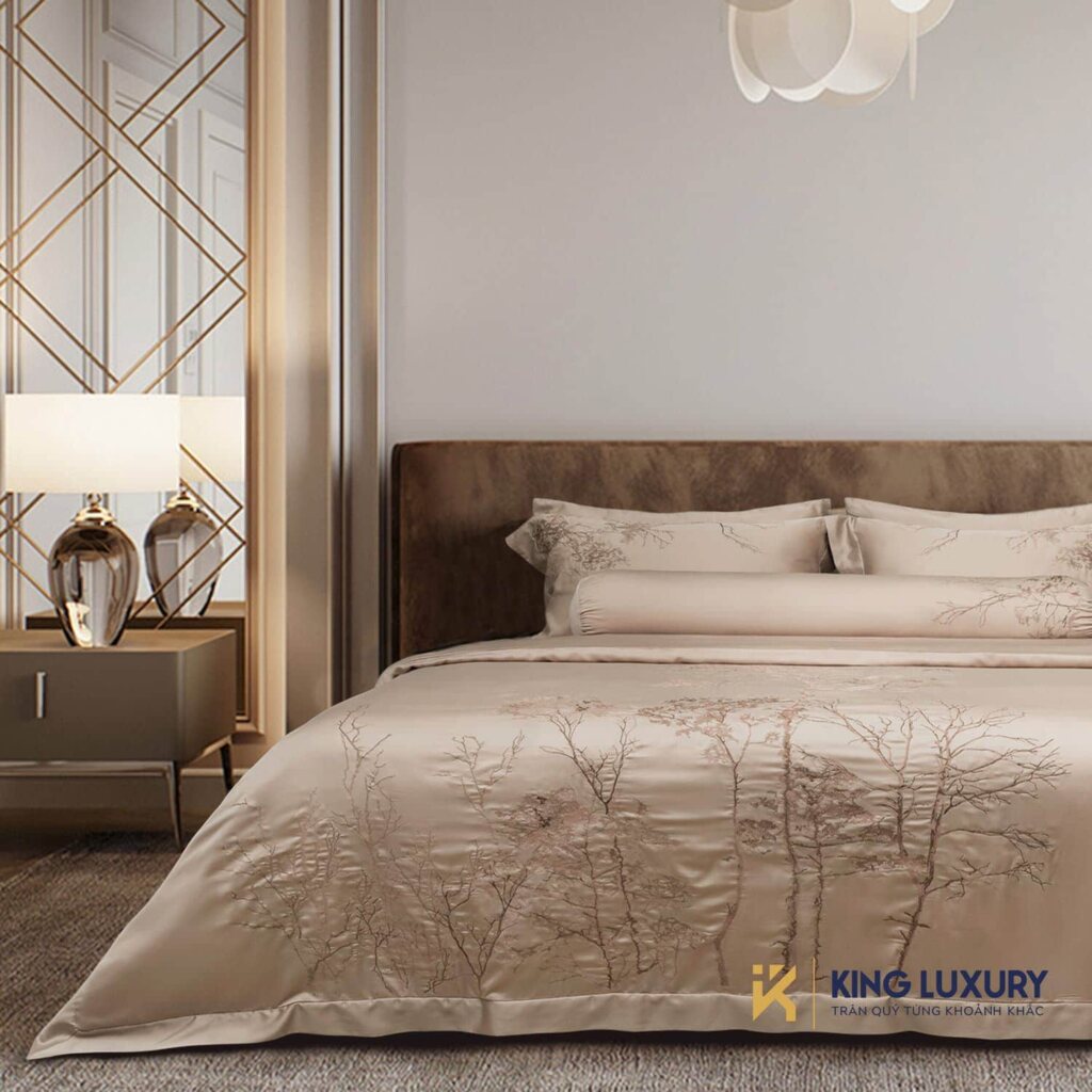 Bộ chăn ga Nature Home Tencel Larose Nâu