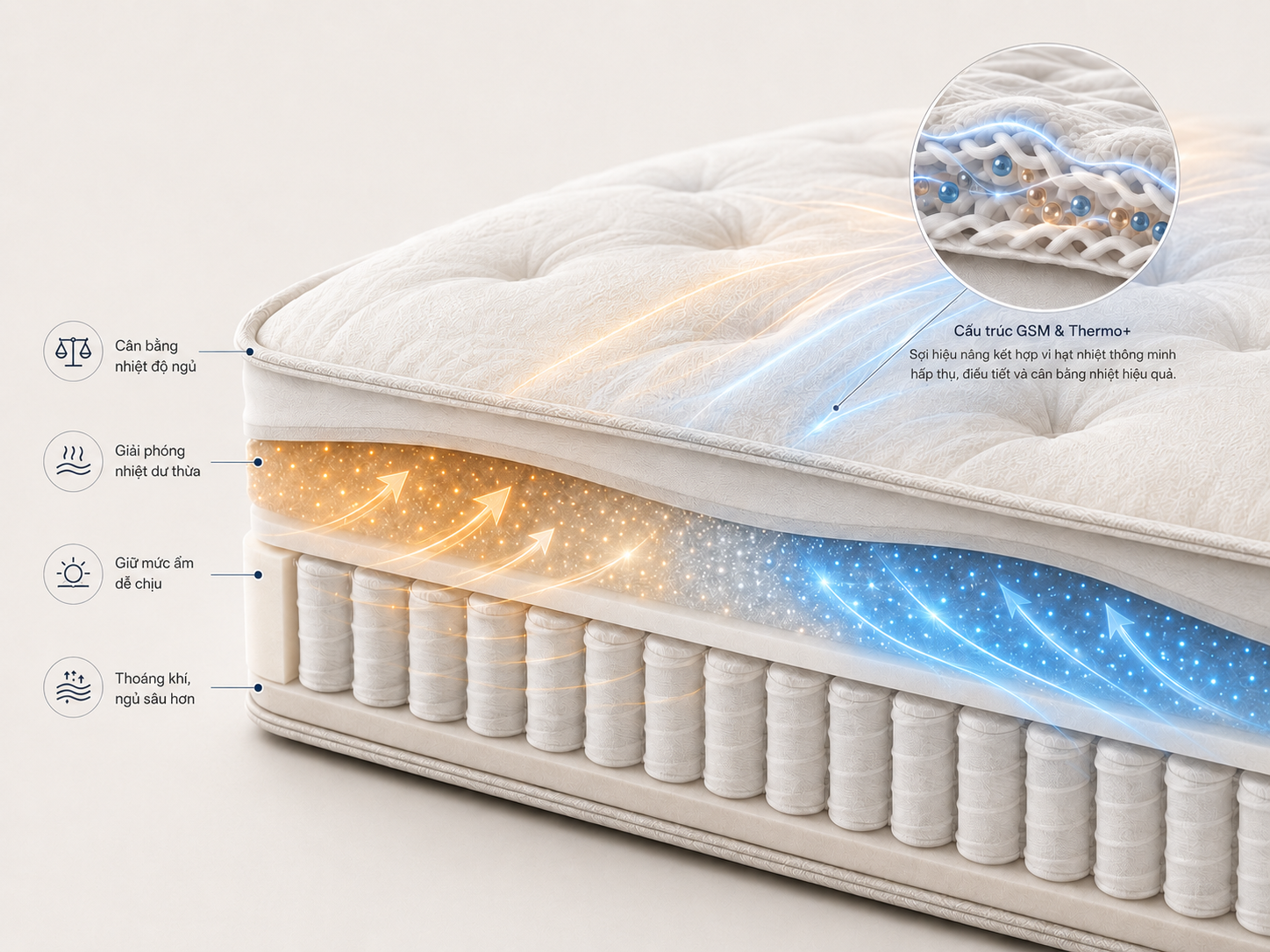 Công nghệ GSM Thermo+ của Dunlopillo