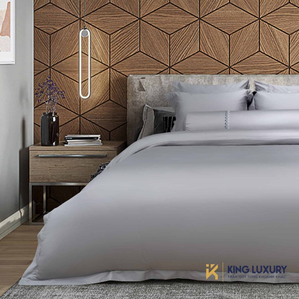 Bộ chăn ga Nature Home Cotton Kim Cương Ghi Sáng