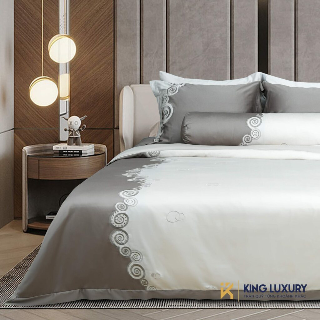 Bộ chăn ga Nature Home Cotton Marina Ghi Kem 3